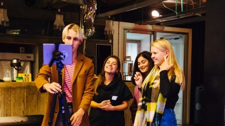 Image of educators engaging in a filmmaking CPD session
